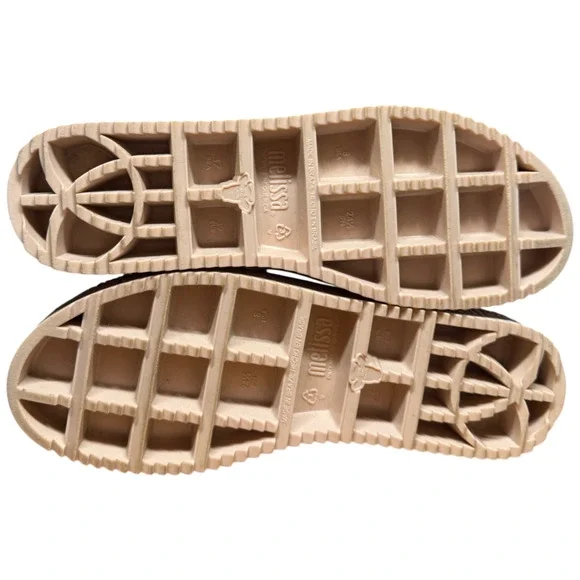 Melissa Puzzle Women 39/US 8 Peep Toe Platform Shoe Black Pink Soles Sustainable - Picture 10 of 12